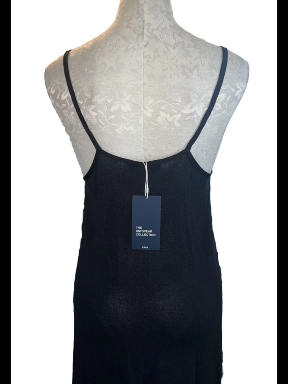 Zara Black Lace-Trim Knit Cami Maxi Dress - Picture 5 of 15